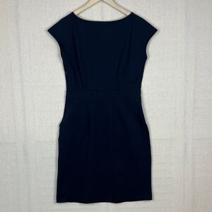 Quince Ultra-Stretch Ponte Cap Sleeve Sheath Dress Navy NWT
